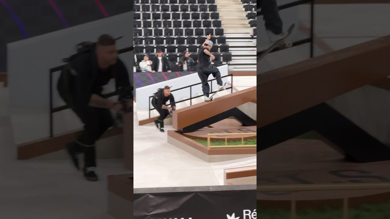 💥 Lucas Rabelo holding it down during SLS practice today in Paris! That last trick is no joke! Watch the crew skate live tomorrow on streetleague.com #skatelife