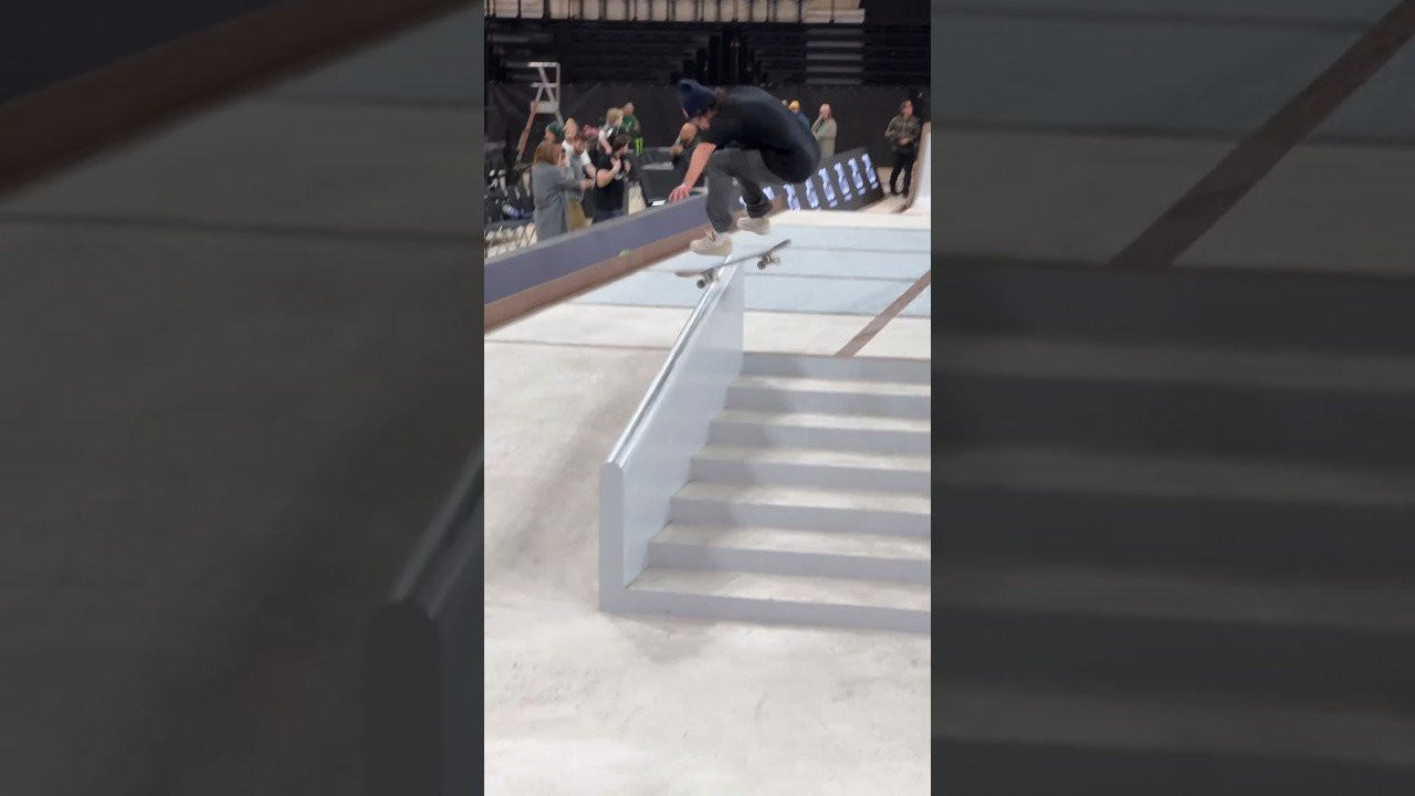 Torey Pudwill Nollie Heel Front Board during SLS Paris practice! Watch him skate live tomorrow on streetleague.com #skateboarding