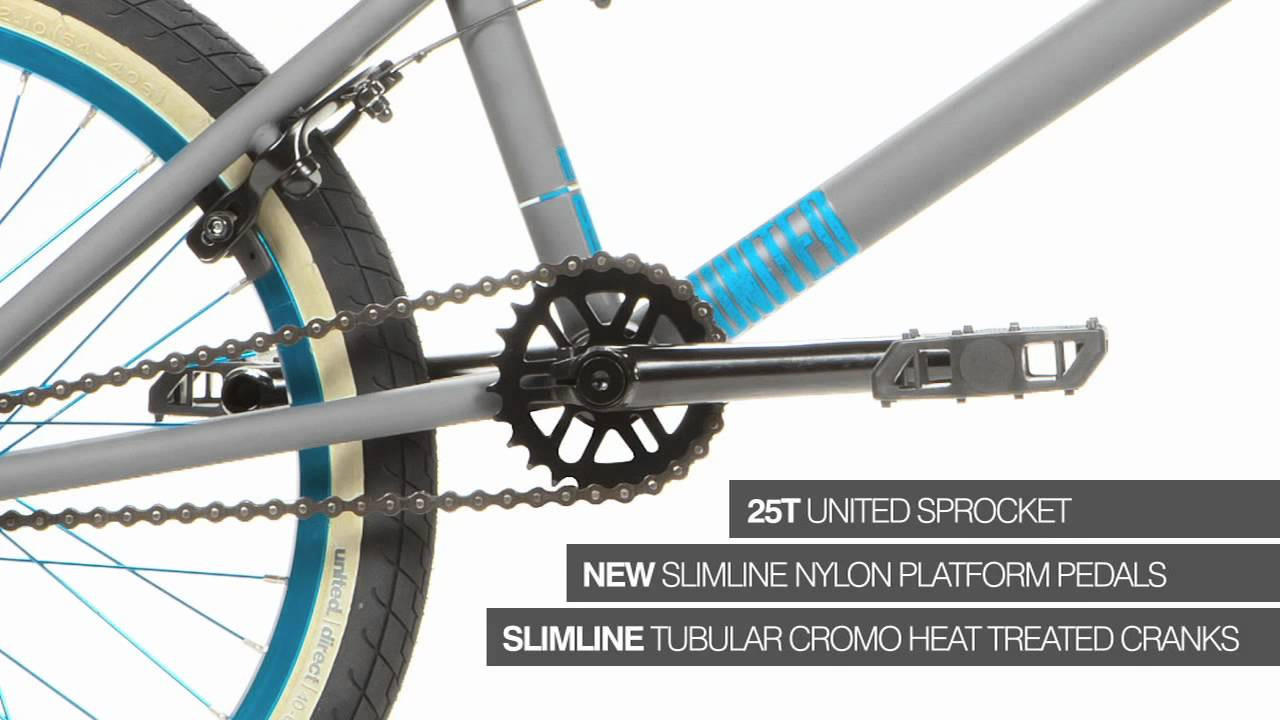 For more info visit: http://unitedbikeco.com/products/2013-recruit-rn2-complete-bike/<br /><br />Top Tube Length: 20.5 in<br />Frame Geometry: HT: 75° / CS: 13.25 in / BB: 11.8 in / SO: 8 in<br />Material: 1020 hi ten steel<br />Headtube: Integrated<br />Dropouts: 6mm thick, 14mm slots<br />Brake Mounts: Welded 990<br />Fork Legs: 1020 hi ten steel<br />Steerer: Integrated race, 4130 cromo<br />Fork Dropouts: 5mm thick, 10mm slots<br />Handlebars: 1020 hi ten H: 8.25 in x W: 28 in<br />Grips: United w/nylon push in end<br />Headset: United sealed bearing integrated<br />Stem: United alloy top load with forged detail<br />Lever: Alloy<br />Brake: Tektro 990<br />Cranks : 3pc slimline heat treated tubular cromo, 8 spline, 170mm<br />BB: United sealed bearing mid<br />Sprocket: United design, 25t<br />Pedals: Slim nylon/fibreglass mix<br />Chain: Taya 410, Black<br />Rear Rim: Single wall 36h, alloy, colour anodized<br />Front Rim: Single wall 36h, alloy, colour anodized<br />Rear Hub: 36h, sealed bearing alloy cassette, 14mm axle<br />Driver: 9t, 3 pawl, sealed bearing, loud mechanism<br />Front Hub: 36h, alloy, looseball, 10mm axle<br />Rear Tyre: United Direct 20 x 2.1, 65 psi<br />Front Tyre: United Direct 20 x 2.3, 65 psi<br />Seat: Plastic with integrated post<br />Seat Post: Integrated with seat<br />Seat Clamp: Alloy<br />Weight: 25 lbs / 11.33 kg<br />Colours: Flat Black/Green & Flat Grey/Blue