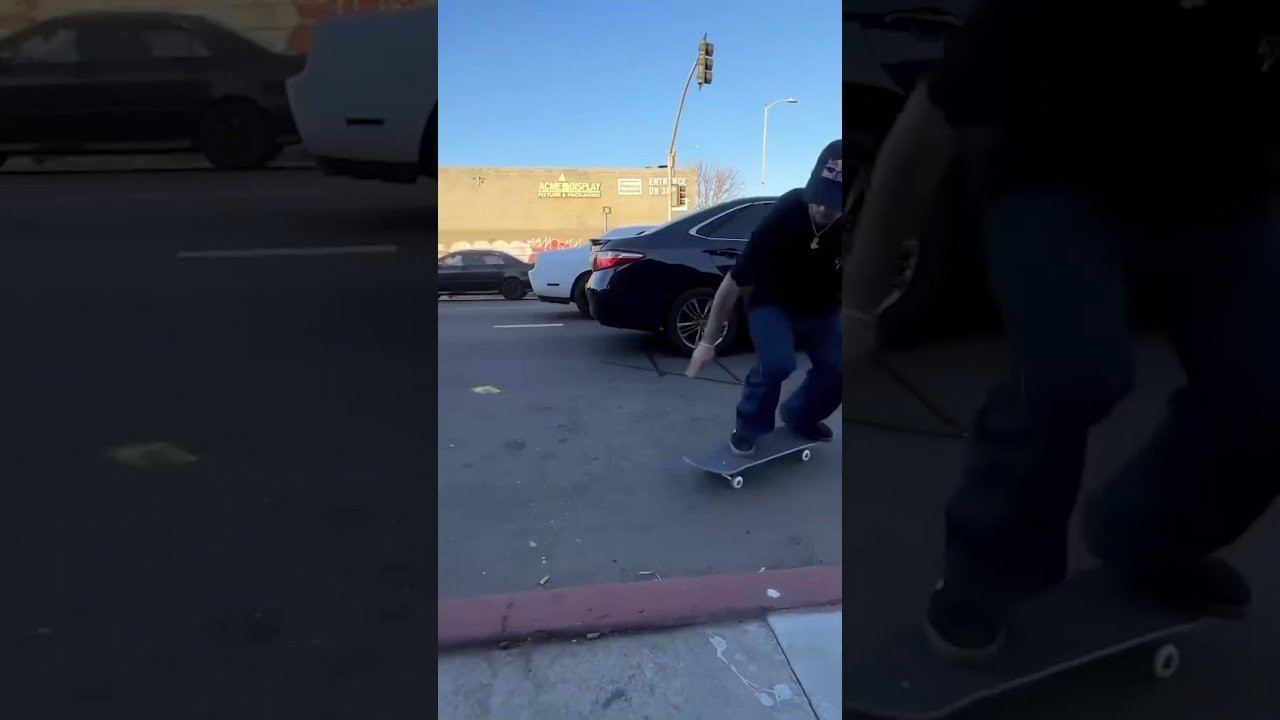 Gustavo Ribeiro putting it down on the streets of Los Angeles: Treflip up, Nollie Flip, Backside 180 Fakie Nosegrind Switch Heel out! #skateboarding