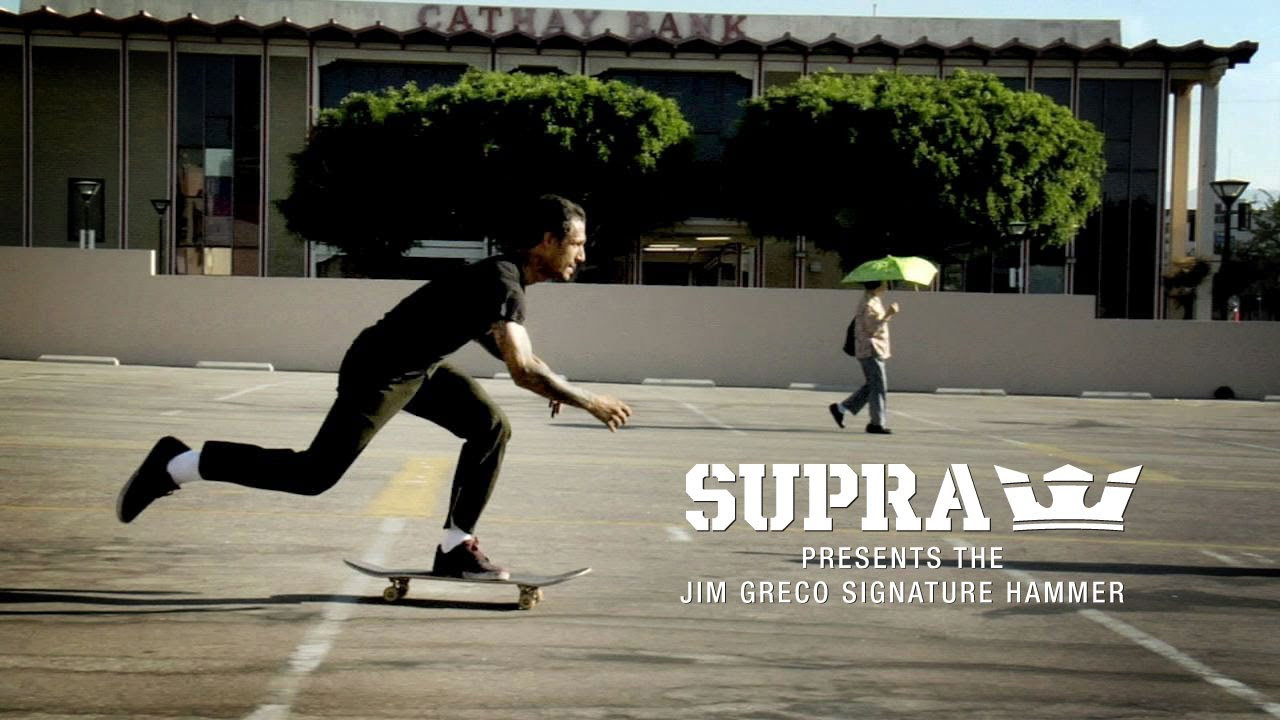 Jim Greco's new, lightweight, signature low top masterfully combines the best elements of a vulcanized sole with a cup sole.<br />SUPRA is pleased to announce the release of Jim Greco's fifth signature shoe, the Hammer. The new low top combines the elegant simplicity of a classic casual shoe with the comfort and technology of a modern skate shoe.<br />"I wanted to make a super simple looking shoe," Jim said recalling the design process. "There's a million shoes out there that are simple, but I really wanted that fusion of vulcanized and cup sole because I like the feel of the vulc, but I like the impact absorbing features of the cup sole. I went back and forth with Josh [Brubaker], we tweaked on the drawings together, we got some cool original details, but kept a simple aesthetic, and it came out awesome."<br />The Hammer is a high performance, lightweight, low top skate shoe. The upper has a short eye stay, a long vamp, and minimal branding. And while the front of the cup sole tapers to provide the board feel of a vulcanized sole, the heel of the sole is outfitted with a lightweight, molded SUPRAFOAM midsole for superior impact absorption.<br />The Hammer is being released in two styles:<br />Grey suede. Grey nubuck. Black canvas tongue. Blue SUPRAFOAM midsole. Grey outsole with blue traction pods.<br />Black suede. Black canvas. White, speckled, SUPRAFOAM midsole. White outsole with black traction pods.<br />"It was important for me to have a shoe that was skateable right out of the box," Jim said, "and we nailed it. I've had so much fun skating in these. It's the best shoe I've ever skated in."<br />The Jim Greco signature Hammer is now available at better skate retailers worldwide, and <br />http://www.suprafootwear.com