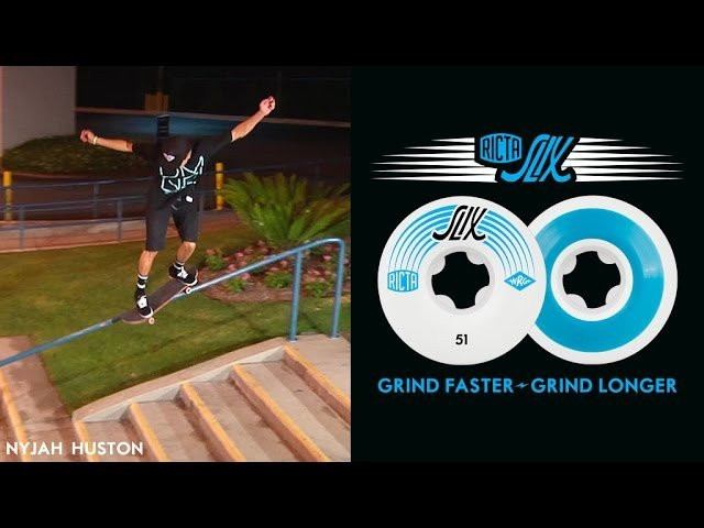 Nyah Huston Skates the NEW Ricta Slix!<br />The revolution in skateboard wheel technology continues! The Ricta Slix combine our NRG Formula, proven THE fastest urethane in skateboarding, with a custom molded TPU slide insert for three times more slip and minimal drag on the inside of the wheel for longer and faster grinds. Proven and Tested by Nyjah Huston himself! Ricta Wheels - The Fastest. <br /><br />RictaWheels.com