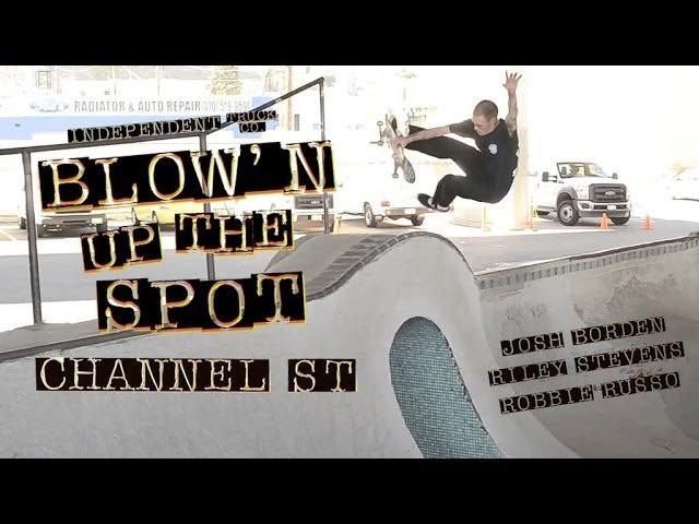 Josh Borden, Robbie Russo and Riley Stevens work out some savage lines at Channel St. in this Blowin Up The Spot for Independent Trucks and Strangenotes. Full-on concrete decimation!
