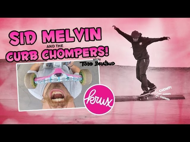 Sid Melvin handles all kinds of slappy variations for the new Curb Chompers by Krux Trucks. Looks like there's some N.B.D.'s in there... The Chomper truck features artwork by Todd Bratrud and even include a sticker pack of grills, gold teeth and braces that fit on the teeth!