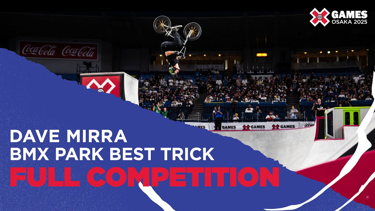 Watch the full Dave Mirra BMX Park Best Trick competition from X Games Osaka 2025 in Japan!<br /><br />How medal event is judged:<br />1 heat of 8 athletes in a 20 minute jam session taking as many attempts as possible within the allotted time. Best trick counts, athletes ranked 1-8.<br /><br />Park Best Trick is a BMX discipline held on a park course, which features a variety of obstacles such as ramps, bowls and quarterpipes. Riders use one of these obstacles to perform their single most difficult trick, and judges score the trick based on difficulty, originality (never-been-done tricks are handsomely rewarded), amplitude and style.<br /><br />#XGames #XGamesOsaka #XGamesJapan #BMX