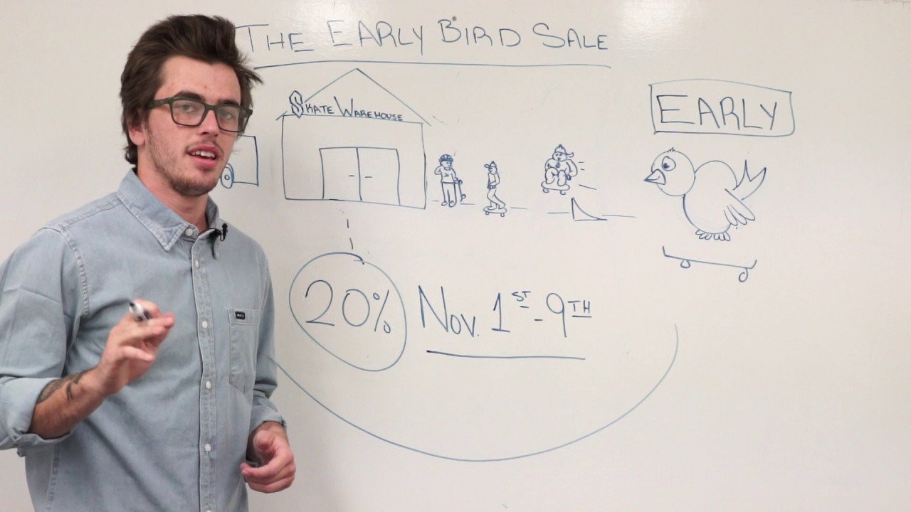 Shop SW: http://bit.ly/SW_earlybird<br /><br />Take 20% off when you shop with Skate Warehouse Nov 1st-9th!<br /><br />Facebook: https://www.facebook.com/SkateWarehouse<br />Twitter: https://twitter.com/skate_warehouse<br />Instagram: http://instagram.com/skatewarehouse<br />Google+: https://plus.google.com/+SkateWarehouse/