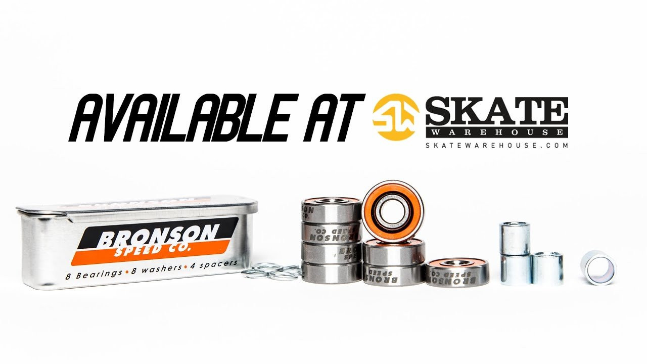 SHOP: http://bit.ly/1Evm9GZ<br />The skateboard bearing has been re-invented! Introducing the next generation of high-speed skate bearing technology: Bronson Speed Co from NHS (makers of Independent Trucks, MOB Grip, Ricta Wheels, Creature, Santa Cruz, Flip & more). These Bronsons take "precision bearing" to a whole new level. Watch as Griffin, Cole, Adam, Nate and Alex take this impressive new tech to the park and street for wear test and review.<br /><br />Bronson Speed Co Features:<br /><br />- When installing, be sure to have the black-striped shield facing out to optimize performance.<br /><br />- Balls Out Technology eliminates shield and cage contact on impact for a go-fast, stay-fast bearing.<br /><br />- Factory fresh quality with nitrogen sealed packaging reduces metal and oil oxidation, keeping lubricant as fresh as the day they were made. <br /><br />- Deep Groove Raceways allow balls to roll deep in the raceway channels for reduced side impact damage and breakage.<br /><br />- Linear micro groove raceway surfaces improve bearing lubrication, speed and spin.<br /><br />- High Speed Ceramic Oil made with nano-ceramic compounds provides wear protection and moisture, rust and corrosion resistance!<br /><br />- Straight Edge Frictionless Shields are pop off resistant and easy to clean. These non-contact shields fit deep in the groove, keeping oil in and dirt and moisture out.<br /><br />- Non-distortion max Impact custom cage design keeps the balls precision spaced and oil circulating. Cage socket surfaces are engineered to hold oil and provide continuous lubrication.<br /><br />More Info from Bronson Speed Co: https://youtu.be/MbvNcUE3TM0<br /><br />Filmed & Edited by Tuan Nguyen<br /><br />Had your Daily Dose? Get yours HERE: http://bit.ly/1y49Ync<br /><br />Want to see more Skate Warehouse videos on the regular? <br />Subscribe to our YouTube Channel to stay plugged in. Go skate! http://www.youtube.com/wwwskatewarehousecom<br /><br />Go Skate Blog: http://blog.skatewarehouse.com/<br />Facebook: https://www.facebook.com/SkateWarehouse<br />Twitter: https://twitter.com/skate_warehouse<br />Instagram: http://instagram.com/skatewarehouse<br />Pinterest: http://www.pinterest.com/skatewarehouse/<br />Tumblr: http://skate-warehouse.tumblr.com/<br />Google+: https://plus.google.com/+SkateWarehouse/