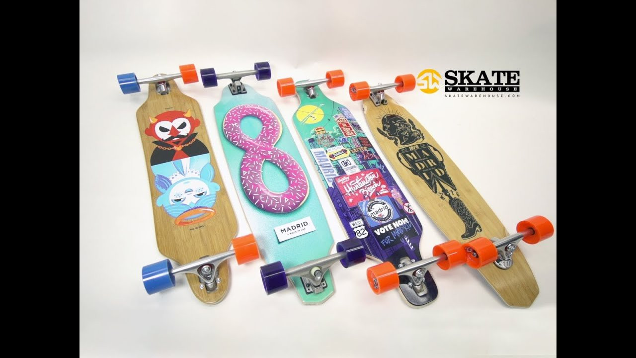 SHOP: http://bit.ly/1GpMGeA<br />In-house longboarding specialist, Dylan Smith, walks you through the new 2015 lineup from Madrid Skateboards. Founded in 1976 by Jerry Madrid, Madrid Skateboards has it's roots in street, park and pool skating but over the past several years has transitioned itself into the longboarding scene with well designed freeride, cruising, carving and downhill boards. Check out our now wide selection of Madrid's all-around boards, commuters, beginner to advanced longboards and more. Made in Huntington Beach, CA, USA! Get your new Madrid at Skate Warehouse today: http://bit.ly/1GpMGeA<br /><br />Find more Product Reviews here: http://blog.skatewarehouse.com/category/review-this/<br /><br />Had your Daily Dose? Get yours HERE: http://bit.ly/1y49Ync<br /><br />Want to see more Skate Warehouse videos on the regular? <br />Subscribe to our YouTube Channel to stay plugged in. Go skate! http://www.youtube.com/wwwskatewarehousecom<br /><br />Go Skate Blog: http://blog.skatewarehouse.com/<br />Facebook: https://www.facebook.com/SkateWarehouse<br />Twitter: https://twitter.com/skate_warehouse<br />Instagram: http://instagram.com/skatewarehouse<br />Pinterest: http://www.pinterest.com/skatewarehouse/<br />Tumblr: http://skate-warehouse.tumblr.com/<br />Google+: https://plus.google.com/+SkateWarehouse/