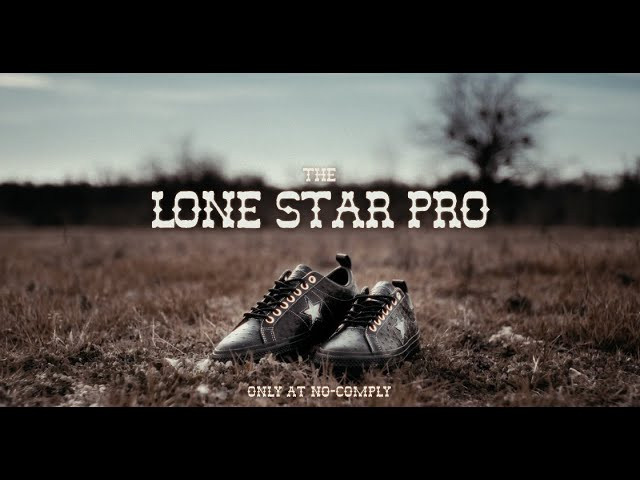 Celebrating 50 years of the CONVERSE ONE STAR and 17 years of NO-COMPLY SKATESHOP. Introducing the LONE STAR PRO. <br /><br /> Featuring Austin Amelio and Daniel Sage Morales<br /><br /><br /> This One Star Pro design features premium leather with ostrich embossed detailing, jeweled lone star quarter panels, NO-COMPLY heel tab, rope laces, and insole artwork featuring the Austin violet crown sunset and moontower. The LONE STAR PRO is a timeless classic and is only available at NO-COMPLY SKATESHOP.<br /><br /> <br /><br />🎥 Taylor Morgan motionhatchery.com and Max Taylor<br />.<br />#conversecons #converseskateboarding #nocomplyatx