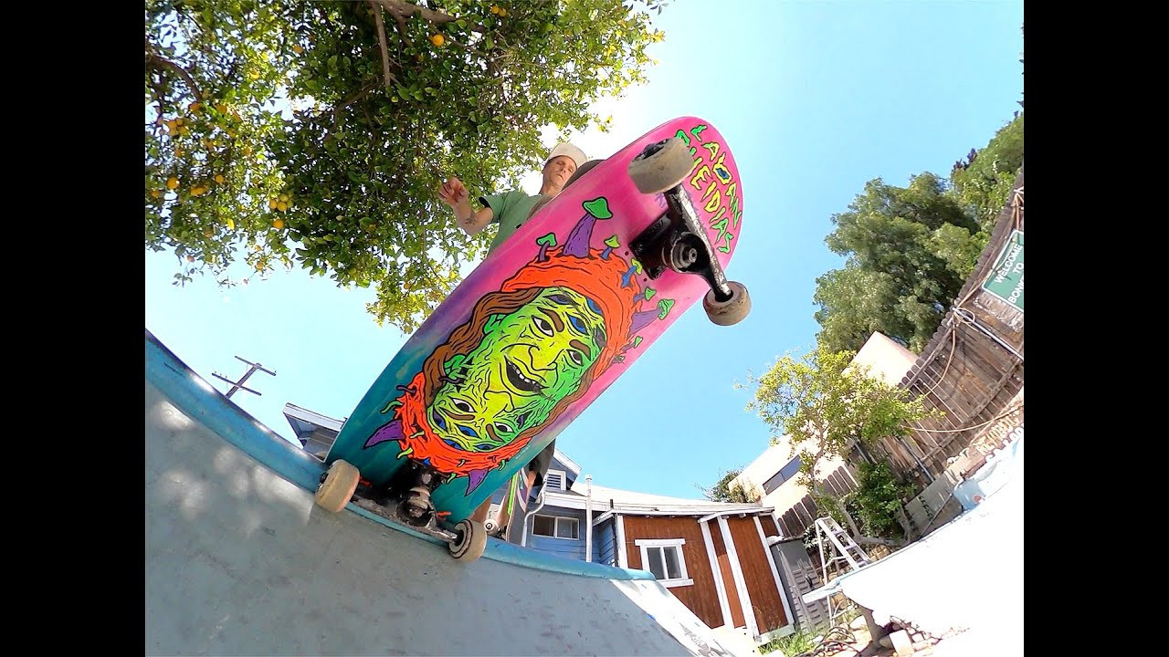 Here’s a vid from the other day when Chris Lambert, Jeremy Wray, Jesse Hotchkiss, Koby Newell and myself joined Laban for a set-up session. Six Switchface boards were set up simultaneously and then shredded at the Bonkersville DIY and a ton or two of fun was had. <br /><br />The Laban switchface board measures at 9” in the middle and has double variable holes (16) so you can adjust in numerous ways to fit your skateboarding style. After over a year of fine tuning, Laban and myself came up with a shape that works great either direction. You can use the round end as your nose and the squared end as your tail like Laban or flip it around and go round tail and square nose like I do…not only that, you can adjust the lengths of your nose and tail. <br /><br />Then there’s the graphics! Choose from “Black Light” version or psychedelic double dipped stains and screaming day-glow screen print. Laban called in his good buddy Will Carsola to ink the graphics, among other things you may recognize his art from all the Liquid Death cans.<br /><br />We hope you’re excited as we were to ride one of these!<br /><br />Click on over to blockheadskateboards.com to preview and then we’ll see you Tuesday August 1st at noon PST.<br /><br />Laban and I thank you for your support! <br />Dave B.