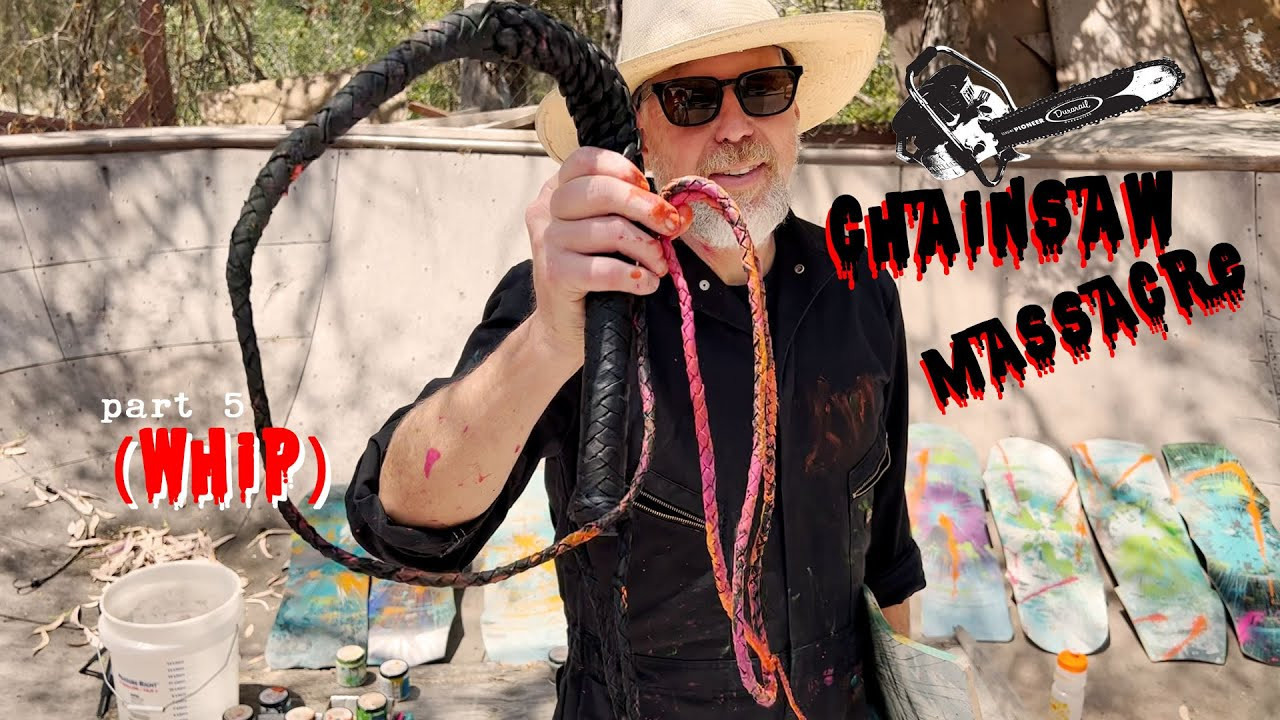 Crack that whip! I honestly had to watch some U-Toob instructional videos on how to crack a whip…. Then I channeled my inner cowboy or Indiana Jones for this one…well actually more like my inner Devo. It made some really cool unique and random paint splatters that added to the lawnmower “spin art” and smashed glass and spray paint. <br /><br />The 13 boards will be available October 4th 2022 on blockheadskateboards.com . Get yerself on the mailing list so you don't miss out! Tune in tomorrow for more mayhem and destruction, thanks for watching!<br />Dave B.