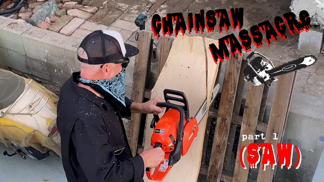 Had a blast cutting 13 skateboards with a chainsaw. Got it things rolling at Laban’s backyard DIY with Hotcheye, Lambert and Koby joining in on the fun. Check the videos dropping all week of the murderous 7-ply cutting and destructive and violent painting and then the boards will be available October 4th on blockheadskateboards.com.