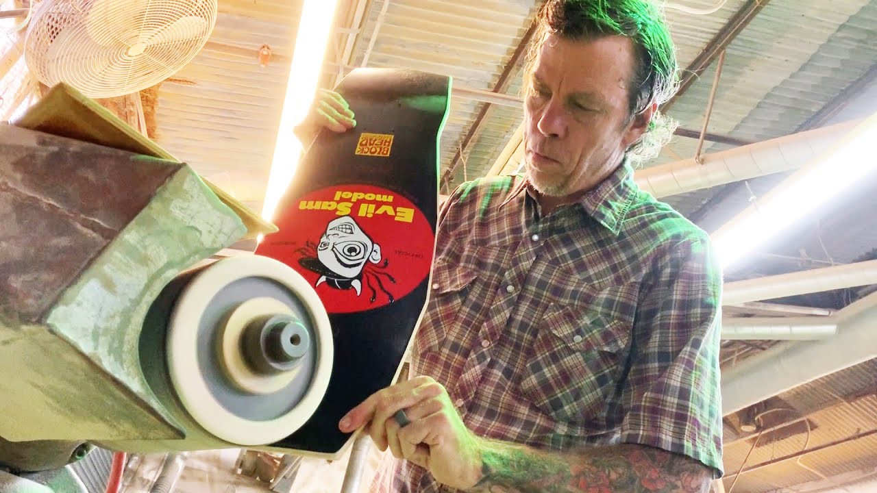 About 2 years ago we released a super limited batch of 66.6 “Evil Sam” boards (on the original 1988 shape and concave).<br /><br />People have been asking.....”what’s the .6 all about from the 66.6? Well for those who want take a stab at perhaps the most unique Blockhead offering to date, there’s one and one only of these. <br /><br />When Sam Cunningham came down to sign the Good and Evil Sam’s he grabbed what would have been #67 of the Evil’s and personally cut off 33.4% of it’s original area into a super rad and scary coffin shape. For those who might not know, Sam is a tattoo artist and specializes in vintage inspired flash with skateboarding mixed in whenever possible. Sam inked a special piece to include with this package along with a couple other goodies.<br /> <br />Instead of letting this go to the person with the quickest trigger finger, we decided that the most fair way to get this into the hands of one lucky Sam fan is to do a lottery to see who can purchase this package. There’s too much to tell here so click on over to the web site for all the info and how to enter.<br /><br />We've also got 13 Matte Black Evil Sam’s that are available Wednesday Wednesday May 26th at 5PM PST and all lottery entries must be received by noon on Thursday May 27th with the drawing at 5PM. Go to blockheadskateboards.com for more info. <br /><br />Sam and I thank you for all your support!<br />Dave B.