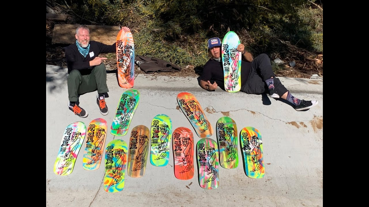 Signing and numbering skateboards in a ditch! Otis B. and myself give you the lowdown.....<br />Legendary skate/ music photographer, musician and artist known as "O" jumped in on the fun with me spray paining custom backgrounds, using trash as stencils, on a batch of Hard Times skateboards (with art by Ron Cameron 1989). We pulled out 13 of our favorites and labeled them as "Gnarcake Selects". They were buried in the dark corners of the Blockhead garage for about 2 years and we just dug them up and signed, numbered and tagged them. Also included in the package are Gnarcake wheels, test print and limited/ NOS stickers. We had a blast doing it, hope you enjoy. Launching Tuesday March 9th 2021 at 4PM PST.<br />Thanks!<br />Dave Bergthold