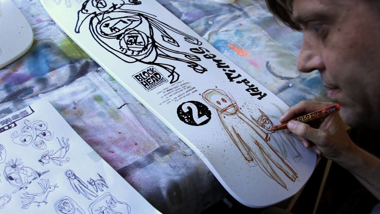 Ron Cameron talks about the art process of the one-of-a-kind hand painted reissue Hard Times boards available 10/18/17 at 6pm pacific on blockheadskateboards.com