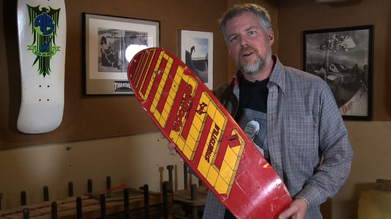 We've unearthed buried treasure! In searching for original deck molds, 100 uncut Uncle Wiggley epoxy/glass blanks pressed in 1985 were discovered, these were the exact same blanks the first 3 Blockhead boards were cut out of in 1985! We were able to swing a deal for 30 blanks and are producing an ultra limited run of Streetstyle boards out of these. Here's a video of Blockhead founder Dave Bergthold and former Uncle Wiggley production manage Dave Bedore dusting off the blanks and throwing down a bit of history before they're loaded into Dave's truck and driven down to Watson Laminates where they will be cut, sanded, painted and screen printed.