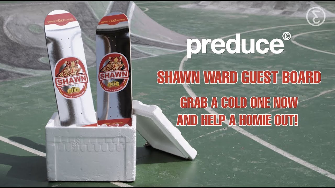 แผ่นใหม่ Preduce Shawn Ward guest board มาแล้ว! แผ่นนี้ Preduce ผลิตขึ้นมาเพื่อระดมทุนช่วยเหลือค่ารักษามะเร็งของ Shawn Ward เพื่อนสเก็ตชาวแคนาดาที่มาอยู่ประเทศไทยกว่าปีและเป็นที่รู้จักในวงการสเก็ตบอร์ดไทยอย่างดี เล่นสเก็ตเก่ง พูดภาษาไทยชัด และเป็นมิตรกับทุกๆคน! ตั้งแต่รู้ว่าเป็นมะเร็งสมองเมื่อปีที่แล้ว Shawn ต่อสู้สุดพลังแต่ยังต้องการความช่วยเหลือจากเราทุกคน!<br /><br /><br />100% of the profits from the sales of this deck will be donated to Shawn to help with his brain cancer treatment. Grab a cold one now and help a homie out!<br /><br />You can also donate trough his Gofundme page: https://gofund.me/54c9b49e<br /><br />Hailing from Canada, Shawn Ward has been part of the Thailand skate scene for over 10 years destroying spots and making friends wherever he goes. Unfortunately, this amazing human has been diagnosed with malignant brain cancer last year. He’s been battling it like a champ but needs our support to help with the treatment cost. <br /><br />The Preduce Shawn Ward Guest Board is available now at Preduce and on preduce.com.<br /><br /><br />🔥 Follow us:<br />Facebook: http://fb.com/preduce<br />Skate Instagram: http://instagram.com/preduce_skateboards<br />Shop Instagram: http://instagram.com/preduceshop<br />💰 Online shop: https://www.preduce.com/collections/all<br />Line Official Account ID: https://lin.ee/O0KHV3J<br />#Preduce #PreduceShop #ThaiSkateboarding