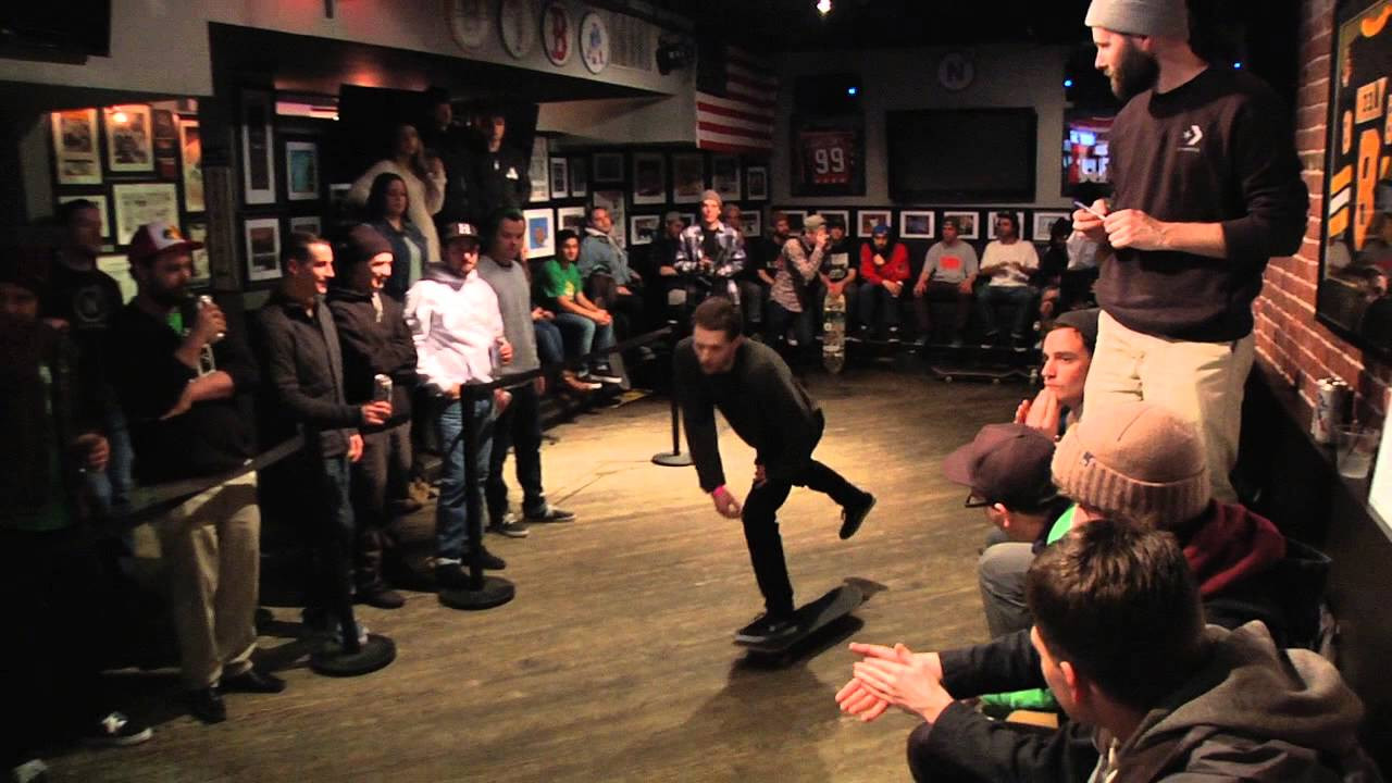 First Round Match - Andrew Whittier aka Squeeks VS Justin Callahan<br /><br />Everyone loves a good game of S.K.A.T.E., and most grown-ass men enjoy drinking adult beverages when spectating their favorite recreational activity. Why not put them together and have a game inside a bar?<br /><br />That was the line of thinking 3 years back when we teamed up with Converse to present the first Battle at the BARrics game of S.K.A.T.E at The North Star Bar.<br /><br />3 years later this event has become a tradition that marks the beginning of Spring here in Boston.<br /><br />On Sunday March 15th, 2015 we invited 16 of New England's finest flatgrounders to take part in this annual tradition.<br /><br />Thanks to generous support from the awesome folks at Converse we were able to up the ante and offer $800 in cash prizes.<br /><br />Tricks were done, PBR's were drunk, brackets were busted, and a great time was had by all!<br /><br />Many thanks go out to Converse CONS, Pabst Blue Ribbon, SmlTalk, and the North Star Boston for making this event possible.<br /><br />Filmed by Rob Fraebel and Michael Cirelli<br />Edited by Rob Fraebel<br /><br />Watch all of this BARrics games in this playlist - https://www.youtube.com/playlist?list=PLL3Nf9OsRfyguqSnFwRzImSYq96ap1zJD<br /><br />Follow us @orchardshop or visit www.OrchardShop.com to stay up to date for tons of different Boston Skateboarding action.