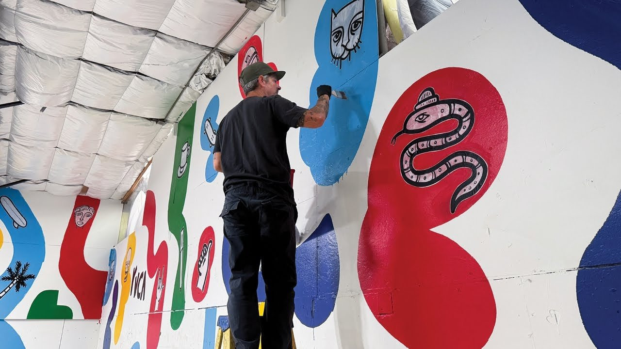 ANP Artist Mark Oblow's mixed media mural at Proof Lab in Mill Valley. Love More...