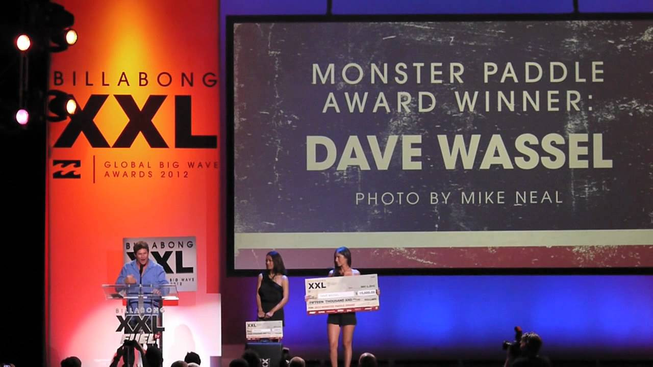 Watch as Volcom's Dave Wassel wins the 2012 XXL Monster Paddle Award!
