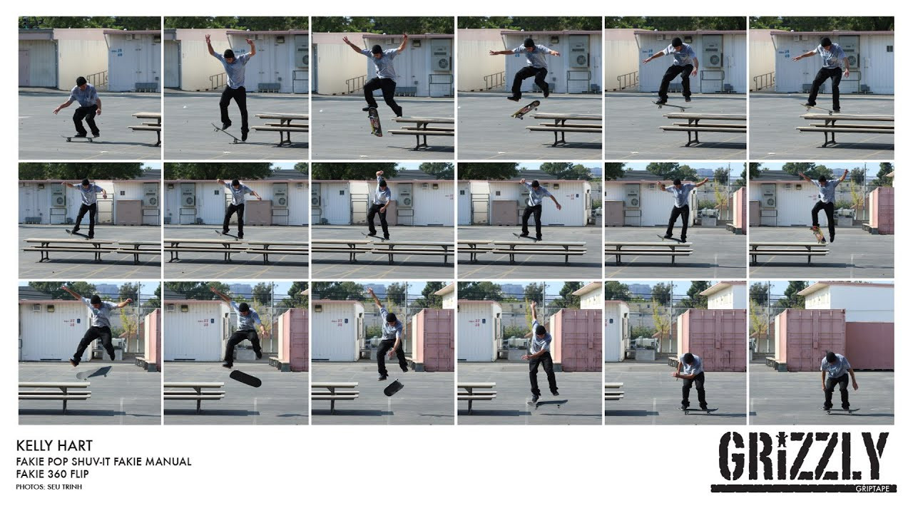 This month we have @KellyHart with a fakie pop shuv-it fakie manual fakie 360 flip on two school yard tables. <br />As seen in Thrasher Magazine Jan 16 issue 426<br />Sequence by: Seu Trinh<br />Filmed by: Bryce Pagter<br />#GrizzlyGang 🐻
