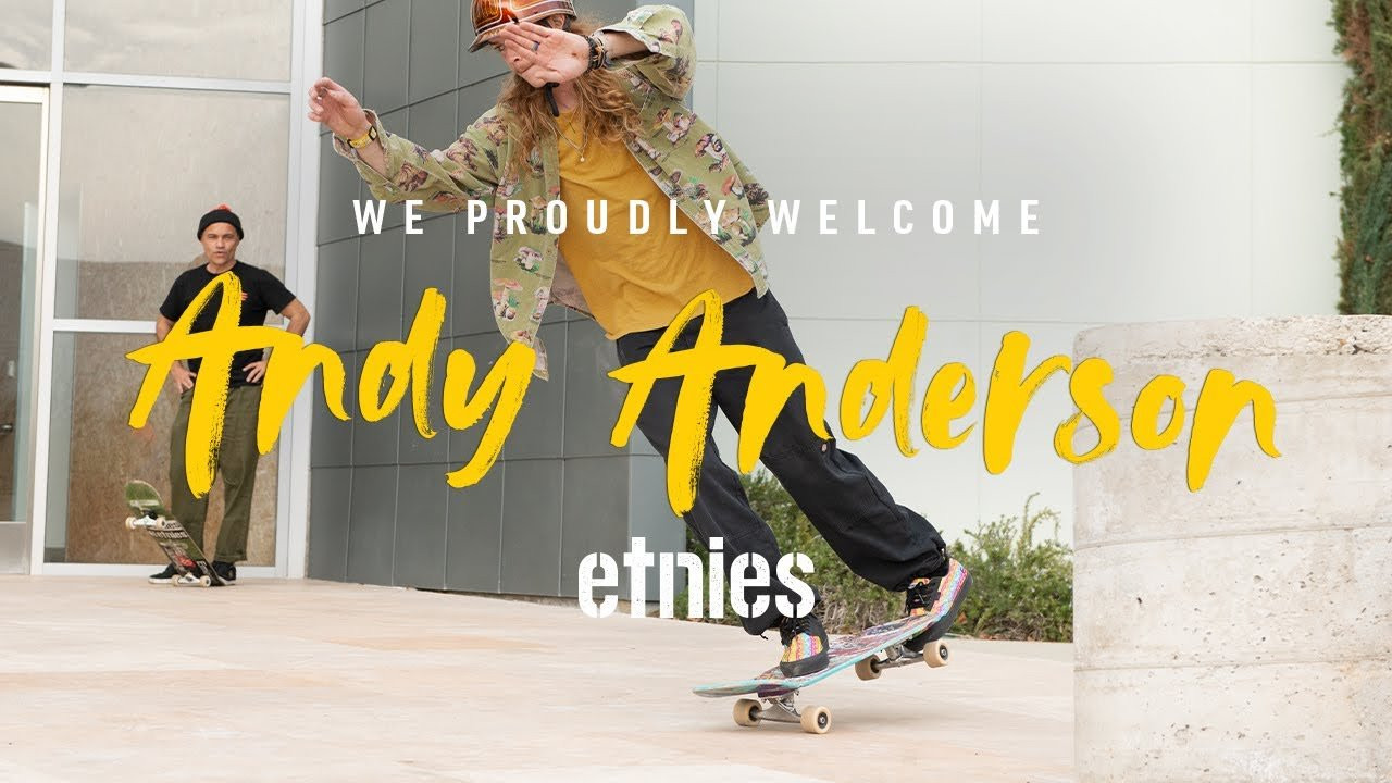 Andy is skating in our new Rebel Sports collection. The shoes will be available soon. You can find some of the apparel already at hhttps://etnies.com/collections/rebel-sports.<br /><br />We proudly welcome Andy Anderson to the skate team. Not only can Andy hop onto a 32-stair handrail and handle massive transitions, he has an unmatched imagination for how to skate whatever he sees thanks to his foundation in freestyle. Filmed and edited by Mike Manzoori.<br /><br />With cameos from Pierre-André Senizergues, owner and CEO of etnies, and Don Brown, our VP of marketing, watch Andy skate from our headquarters to the etnies skatepark in Lake Forest.<br /><br />“I’m affiliated with etnies because it was the first skater-owned shoe company. It doesn’t get more OG than that,” said Andy Anderson.<br /><br />Ryan Sheckler said, “Andy is the most unique and talented skateboarder! I get lost watching him skate, I am beyond excited to finally be on a team with him!”<br /><br />“It is uncommon to cross paths with a young skater whose talents range from freestyle, street spots to transition that can bring it all together. Andy skates it all and appreciates all types of skateboarding roots,” said Pierre-André Senizergues, owner and CEO of etnies. “Andy skates with the highest level of trick difficulty! We are proud to welcome him to the etnies team.”<br /><br />Due to the long harsh Canadian winters Andy grew up in, he turned to freestyle to satisfy his appetite for inventive skateboarding. Being anti-ollie in his early days, Andy’s trick selection is as unique as they come, blending an almost forgotten style of board control with a modern eye for where to ride. <br /><br />“Carpenter” licensed via Music Vine: YCMRZYZJ7W6LLGWB<br /><br />Wanna learn more about Andy? <br />Follow him on Instagram @AuthenticAndyanderson.<br />https://www.instagram.com/authenticandyanderson.<br /><br />------------------------------------------------------<br />Shop etnies footwear and apparel<br />https://www.etnies.com<br /><br />Subscribe to our YouTube channel:<br />https://www.youtube.com/user/c/etnies?sub_confirmation=1<br /><br />We command you follow the Lords and Masters on all social media!<br />Facebook: https://www.facebook.com/etnies<br />Twitter: https://twitter.com/etnies<br />IG main: https://www.instagram.com/etnies<br />IG bike: https://www.instagram.com/etniesbike<br />IG skate: https://www.instagram.com/etniesskateboarding<br />TikTok: https://www.tiktok.com/@etniesskateboarding<br /><br />#etnies #BuiltBySkateboarding #AndyAnderson #QualityFootwear<br /><br />“Carpenter” licensed via Music Vine: YCMRZYZJ7W6LLGWB