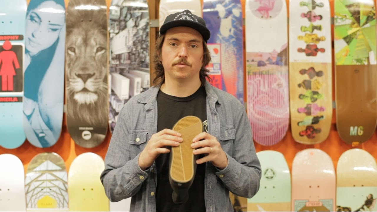 The Clear Weather Jeffrey is a vulcanized hi-top slip-on. The upper is made of canvas, elastic, and suede. The most notable features on the Jeffrey are the design, which is similar to the popular Chelsea boot, and the almond shaped toe cap covering the high wear area. These shoes fit great and offer a ton of support for a laceless design, but we were unable to just slip them on because of their high-top cut. That being said, they are damn easy to put on thanks to the elastic at the ankle and heel tab. The tread has a unique linear grip that’s reflective of Clear Weather’s sneakers. Overall, they’re supportive in the ankle and it looks like the toecap should help extend the life of the shoe. Looking forward to see how these skate.