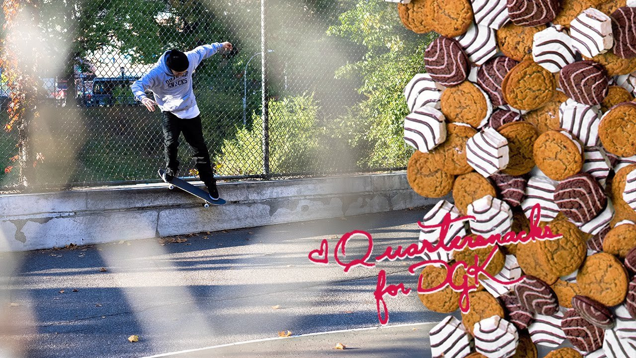 DGK x Quartersnacks Collection is available now at the following retailers:<br />35th Ave / 561 Skateboards / Alumni Boardshop /BlackList / Black Sheep /Bluetile / Cardinal / Cowtown / Day One / Endless Grind / FTC / Grandeur / Home Base / Labor / LB Skate / Lost Art / MIA / Moms Sweet Shop / Orchard / Palace 5ive / Palomino / Pitcrew / Premier / Seasons / Slam City / Supreme / Terrace / Top of the World / Skatepark of Tampa / Uprise / Venue <br /><br />“When you’re a kid, all you want to do is skate”<br /> <br />Established in 2005, Quartersnacks launched a blog, which quickly established themselves as a staple in the New York skateboard media. Soon after, they became the go-to source for montages, spotchecks, news, and remixes on the East Coast. Quartersnacks takes its name from a time when you were a kid, pushing around downtown, and your only options were dollar menus or Little Debbies Snack cakes, which were a quarter. Those Quartersnacks became their symbol of a simpler time, and something that the Dirty Ghetto Kids understand perfectly. <br /> <br />DGK and Quartersnacks are proud to present our newest collaboration, embracing the fun times in skateboarding…. Past, Present, and Future…