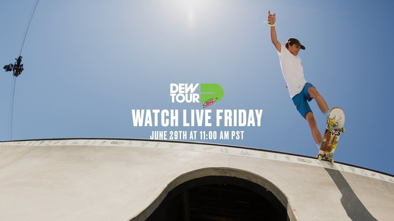 Watch pro skateboarders compete in the 2018 Dew Tour Men’s Pro Park + Street Qu…