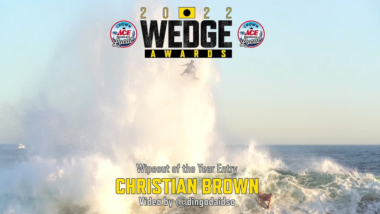 The Wedge Awards are launching to new heights for 2022, so get ready to go to infinity and beyond this season. Astronaut: Christian Brown. Mission Control 🎥: @dingosaidso. A Crown Ace Hardware Golden Hammer Wipeout of the Year entry, and a fine example of big wave surfing at Newport Beach, California. www.WedgeAwards.com.