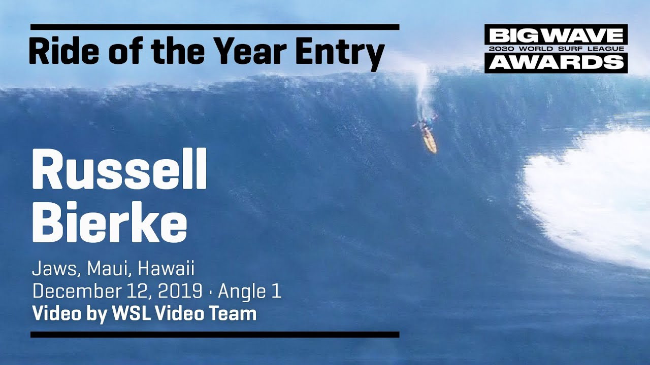 Russell Bierke (Ulladulla, NSW, Australia) is seen from the sea level angle as he drops into one of the tallest faces of the day and then pulls through the back during the cbdMD Jaws Big Wave Championships at Pe'ahi, Maui, Hawaii on December 12, 2019. Angle 3.. Video by WSL Video Team. An entry in the Ride of the Year Award category of the 2020 WSL Big Wave Awards. For more information see www.WorldSurfLeague.com/bigwaveawards