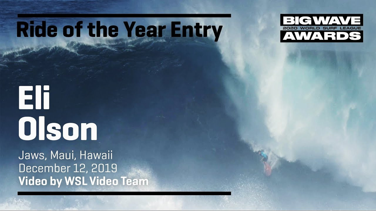 Eli Olson (Haleiwa, Hawaii, USA) drops in late to a glassy a bomb and then finds some cover at the cbdMD Jaws Big Wave Championships at Pe'ahi, Maui, Hawaii on December 12, 2019. Angle 2. Video by WSL Video Team. An entry in the Ride of the Year Award category of the 2020 WSL Big Wave Awards. For more information see www.WorldSurfLeague.com/bigwaveawards