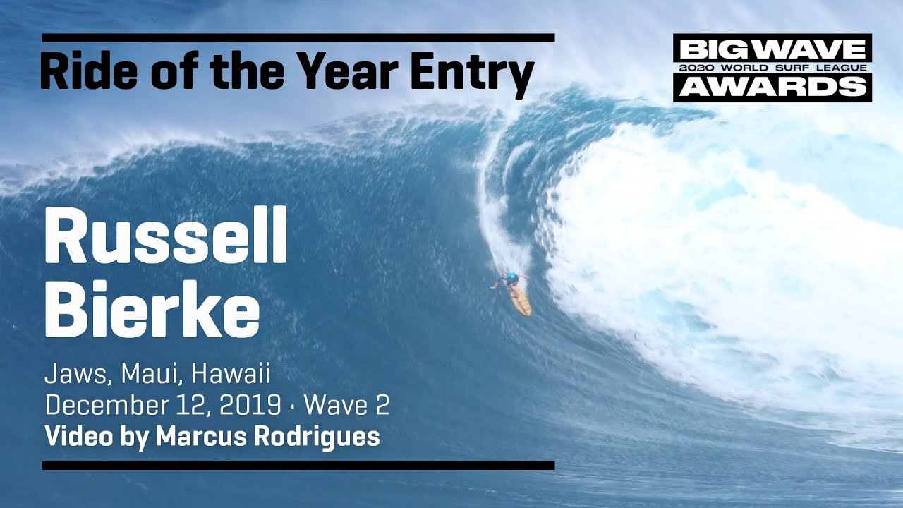 Russell Bierke (Ulladulla, NSW, Australia) drops into one of the tallest faces of the day and then pulls through the back during the cbdMD Jaws Big Wave Championships at Pe'ahi, Maui, Hawaii on December 12, 2019. Wave 2. Video by Marcus Rodrigues. An entry in the Ride of the Year Award category of the 2020 WSL Big Wave Awards. For more information see www.WorldSurfLeague.com/bigwaveawards