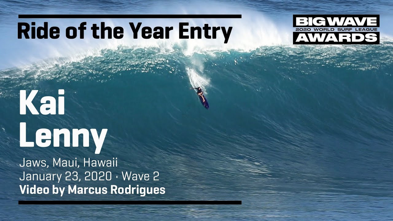 Kai Lenny (Paia, Hawaii, USA) negotiates a wicked late drop on a massive glassy peak and then packs a barrel with no escapeJaws, Maui, Hawaii on January 23, 2020. Wave 2. Video by Marcus Rodrigues. An entry in the Ride of the Year Award category of the 2020 WSL Big Wave Awards. For more information see www.WorldSurfLeague.com/bigwaveawards