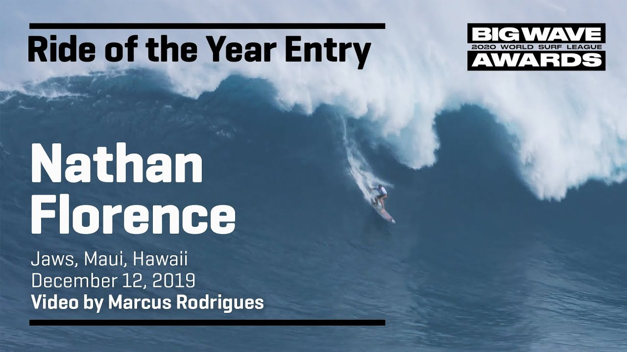 Nathan Florence (Haleiwa, Hawaii, USA) scratches into one of the tallest waves of the day and veers into some time in the pit during the cbdMD Jaws Challenge at Pe'ahi, Maui, Hawaii on December 12, 2019. Video by Marcus Rodrigues. An entry in the Ride of the Year Award category of the 2020 WSL Big Wave Awards. For more information see www.WorldSurfLeague.com/bigwaveawards