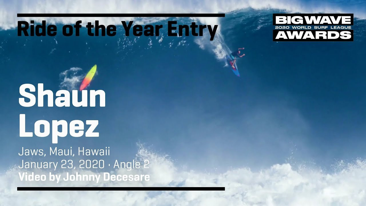 Shaun Lopez (Haiku, Hawaii, USA) does everything right as he goes left at Jaws, Maui, Hawaii on January 23, 2020. Angle 2. Video by Johnny Decesare. An entry in the Ride of the Year Award category of the 2020 WSL Big Wave Awards. For more information see www.WorldSurfLeague.com/bigwaveawards