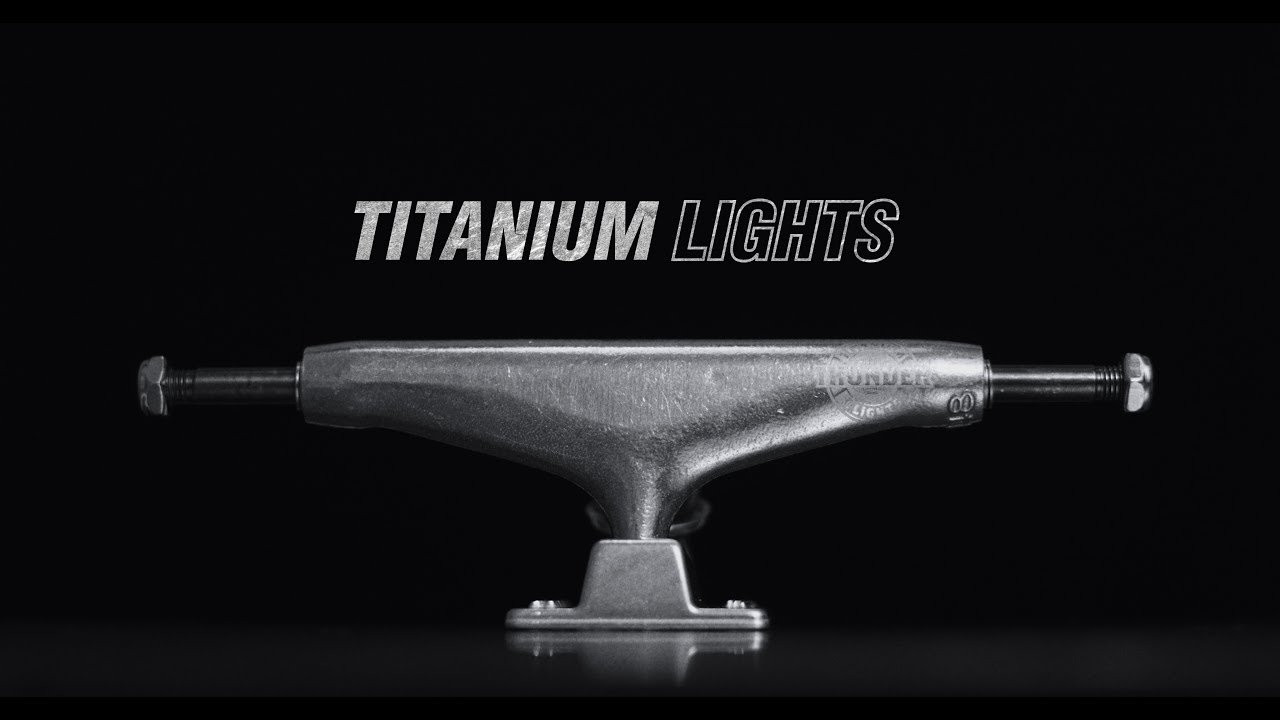 The Lightest Of The Lights - Extra Strong Titanium Axles - Premium Grade Hollow Kingpins - Custom Forged Aluminum Baseplates - Unmatched Control & Quick Turn Response - Guaranteed For Life.<br /><br />Check out more about the Thunder Titanium Lights on http://www.thundertrucks.com/truck-styles/#titanium-lights<br />#ThunderTrucks #TitaniumLights
