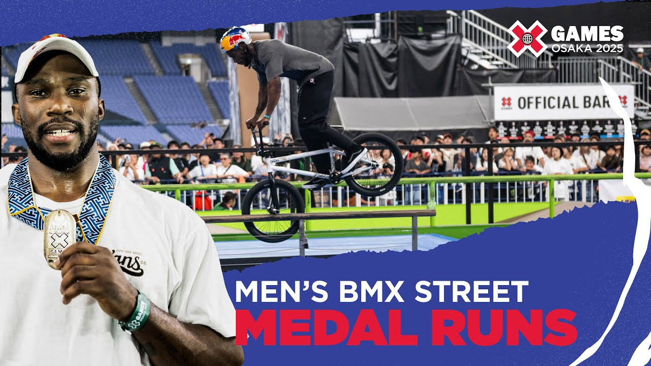 Watch the top 3 podium runs of BMX Street from X Games Osaka 2025 in Japan!<br /><br />How medal event is judged:<br />Playoffs: 1 heat of 8 athletes with 2 runs each (0:45 seconds maximum per run), best run counts. Runs will be scored 1-100. Athletes ranked 1-4 will advance to the final.<br />Finals: Athlete scores are reset to zero after playoffs. 1 heat of 4 athletes with 2 runs each (0:45 seconds maximum per run), best run counts. Runs will be scored 1-100. <br /><br /><br />BMX street contests approximate the most common form of urban BMX riding, utilizing obstacles common to city settings – like handrails, stairs, ledges, benches and outdoor tables – on a purpose-built course. Competitors do an assortment of grinds, tailwhips, rotations, gap-to-obstacles tricks and more on the course, often combining multiple maneuvers into a single trick. BMX street requires a high level of creativity, adaptability and technical skills, as riders must navigate the urban landscape and perform tricks with precision and control. In competitions, judges evaluate the difficulty, execution and originality of tricks.<br /><br />#XGames #XGamesOsaka #XGamesJapan #BMX