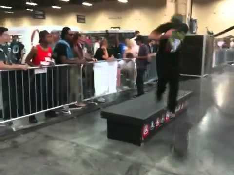 Andrew Cannon practicing for the finals of The Maloof Best line contest at the Magic trade show