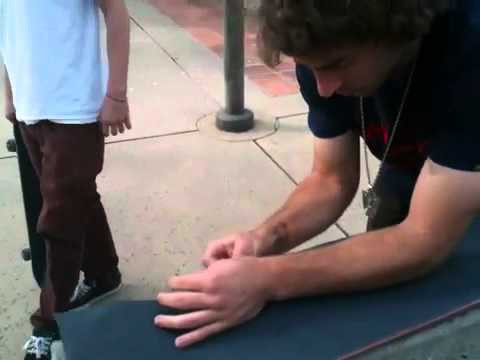 Matt showing his grip technique for setting up a new board