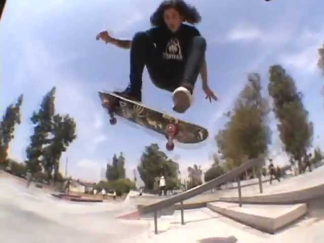 Kevin Romar, Filipe Ortiz, and Jake Duncombe are havin' some fun at one of L.A.'s fantastic free public skate plaza.