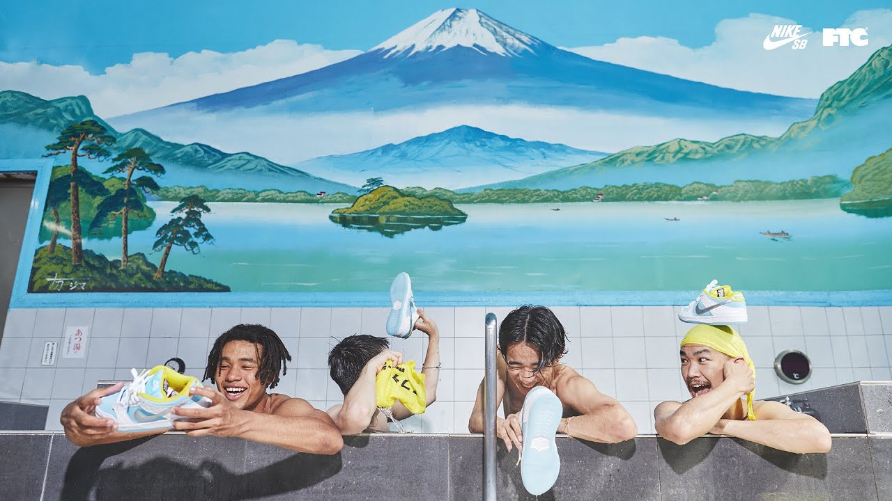Soaking in tradition. <br /><br />Yuma Hanagata, Kaito Sasamoto, Hal Jinushi, Daisaku Ray Hidaka, and Vivia Iju take the session from the sentō to the streets in the SB Dunk Low by FTC.<br /><br />Available July 16 at all FTC doors and starting July 19 in select skate shops and SNKRS.<br /><br />Learn more:<br />https://www.nikesb.com/articles/ftc-dunk-low<br />https://www.nikesb.com/the-vault/striped-box-era/ftc-dunk-low-vault<br />https://www.nike.com/launch/t/sb-dunk-low-pro-ftc<br /><br />More from Nike Skateboarding<br />Official website: https://www.nikesb.com/<br />Instagram: https://www.instagram.com/nikesb <br />Twitter: https://twitter.com/nikesb