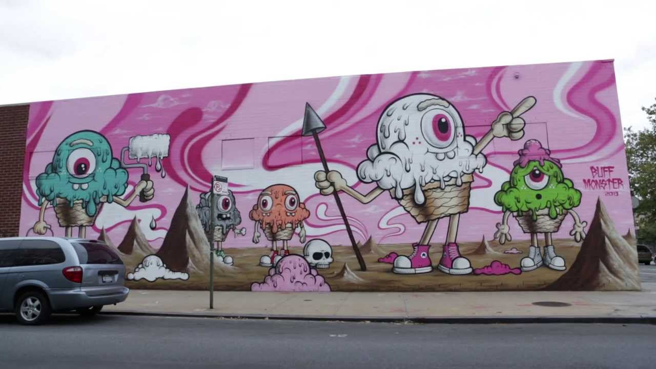 Buff Monster takes his insane, and pink talents, to the corner of 12th and Berry in our newest edition of Wall to Wall.