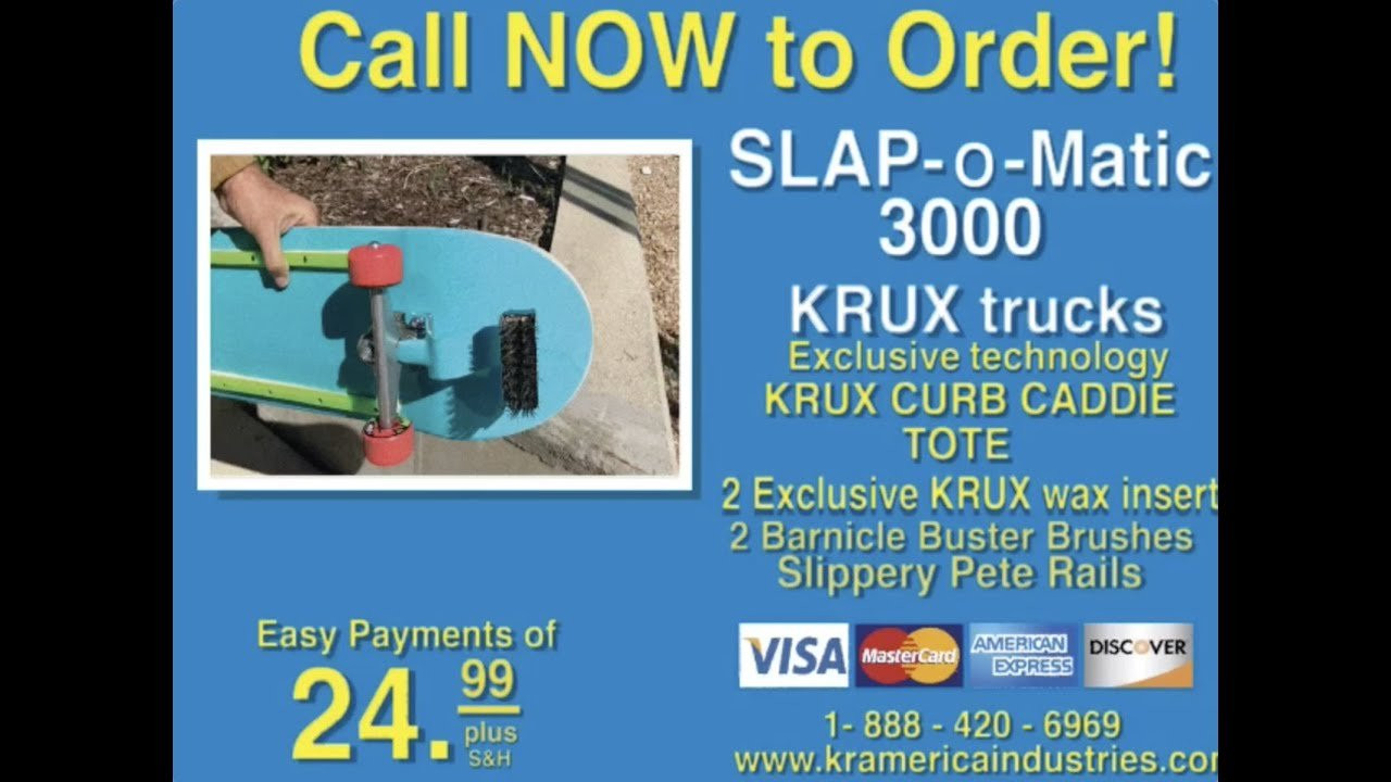 Tired of cleaning and waxing curbs?! Well the Krux Slapomatic 3000 is for you!! Exclusively works with Krux Trucks, this revolutionary all-in-one product will keep you grinding without all the uncomfortable and time consuming prep work. Order now!! Our operators are standing by!<br /><br />SuB tO tHe TuBe! 📺 https://www.youtube.com/c/kruxtrucks<br /><br />Follow Computer John McGuire:<br />https://www.instagram.com/computerblueart/<br /><br />Checkout all the new trucks n' stuff here: <br />https://www.nhsfunfactory.com/krux-trucks<br />http://kruxtrucks.com/<br /><br />Follow Krux Trucks on TikTok! https://vm.tiktok.com/JND9V13/<br />Follow Krux Trucks on Instagram: https://instagram.com/kruxtrucks<br />Follow Krux Trucks on Twitter: https://twitter.com/kruxtrucks<br />Like Krux Trucks on Facebook: https://www.facebook.com/Kruxtrucks
