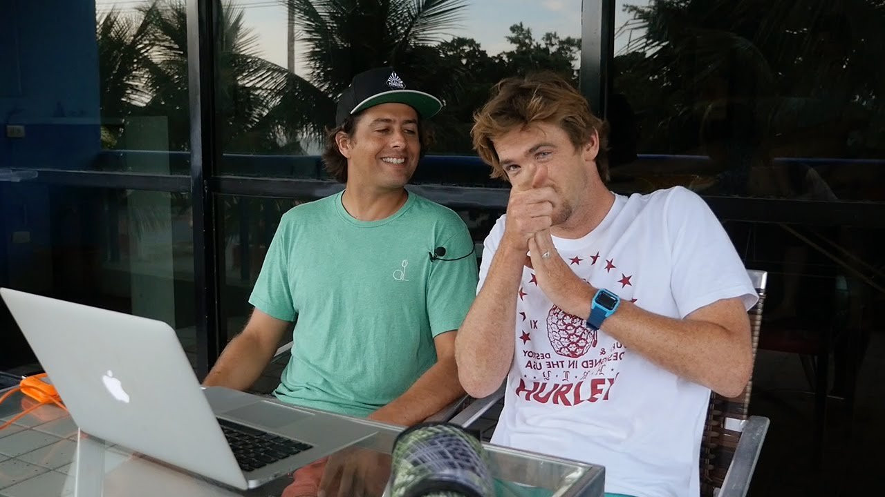 Brett Simpson and Joel Turpel commentate a pre-Rio Pro faceoff between John John Florence and Pat O'Connell.