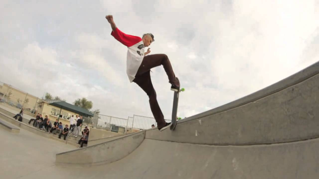 Eddie Mighty Moreno doing a front blunt front side flip at Pedlow skate park