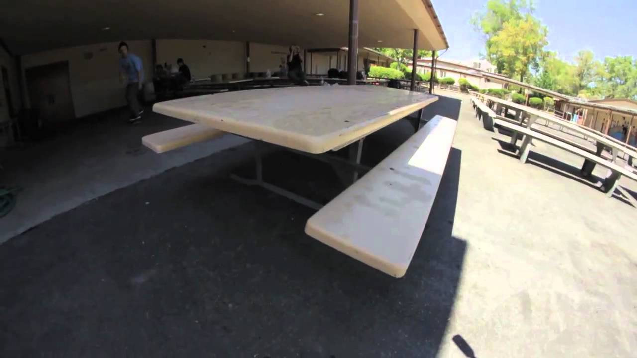 Justin Schulte throwing down a front side 180 heel flip over a table in the Valley<br /><br />http://Theskateclick.com<br />twitter.com/skateclick