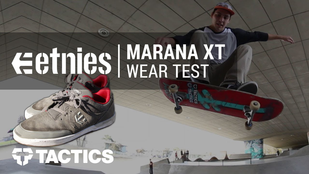 Etnies Marana XT Skate Shoes available now at Tactics: https://www.tactics.com/etnies/marana-xt-skate-shoes/grey?cp=ytd<br /><br />The Etnies Marana XT is everything you love about the original Marana taken to the next level. The lower profile of the Marana XT makes this shoe an excellent choice for those who like to skate it all. An abrasion resistant polyurethane Toe Cap provides superior durability and flick. While am STI Evolution Foam midsole helps absorb hard impact while maintaining a high level of board feel. If your looking for a shoe that can handle high impact and technical ledge lines the Marana XT is for you. Check out Tactics team rider Caleb Grant put them to the test and hear what he has to say in this Tactics.com Skate Shoe Wear Test Review. <br /><br />Shop all Etnies Skate Shoes at Tactics: https://www.tactics.com/etnies/footwear?cp=ytd<br /><br />Watch more skate shoe wear test reviews from Tactics Boardshop: https://www.youtube.com/playlist?list=PLUt2JtFd-wFo9_7Rp7y7izfWnioqUghgq<br /><br />Film: Kyle Richner, Ross Druckrey, Jordan DeMoss<br />Edit: Jordan DeMoss<br />Music: Damu Da Fudgemunk - Randi<br /><br />Like, follow, and stay up to date with Tactics...<br />Shop - https://www.tactics.com<br />Instagram - https://instagram.com/tactics<br />Facebook - https://www.facebook.com/tacticsFB<br />Twitter - https://twitter.com/tactics<br />Blog - https://www.tactics.com/blog