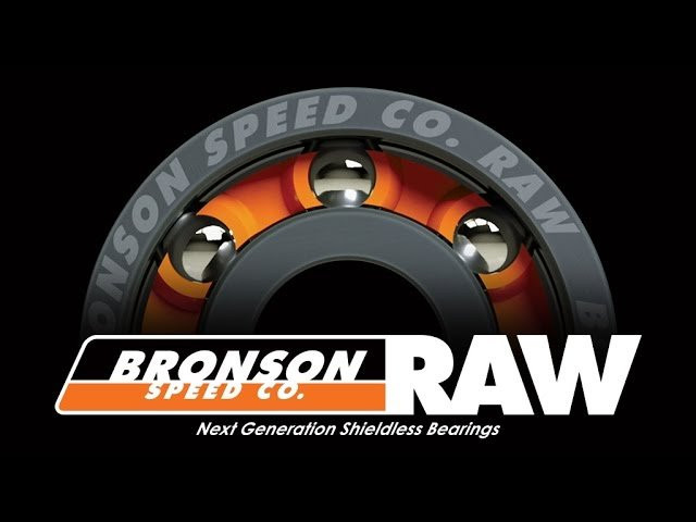 Bronson RAW: RAW Next Generation Shieldless Bearings<br />Next Generation Bearings, Designed for Today’s Skateboarding<br />________________________________________________________________________________________________<br /><br />· No more shields to get damaged or pop off – the first shield-less bearing designed for #skateboarding. <br />· No shield grooves in either race for no crud, dust and dirt build up super fast sound and spin. <br />________________________________________________________________________________________________<br />· Shield Free Design: Eliminates shield damage and pop off - for a super-fast sound and spin<br />· Tungsten Coated Races: Micro-thin tungsten dry lubricant coating is fast, slick and non-stick <br />· Audible Speed Technology: Wide open and full bore - engineered to enhance the sound of speed <br />· Max Impact Cage: Fiberglass filled pure nylon cage - strong, durable, long lasting, wear resistant <br />· Deep Groove Raceways: Balls roll deep in raceway channels - reduces side impact damage & breakage<br />· Factory Fresh Quality: Nitrogen filled package- reduces metal & oil oxidation until ready to be ridden<br />________________________________________________________________________________________________<br />SHOP RAW BEARINGS HERE - https://goo.gl/SQ12gE<br /><br />Follow us on Instagram: https://instagram.com/bronsonspeedco/<br />Follow us on Twitter: https://twitter.com/bronsonspeedco<br />Like us on Facebook: https://www.facebook.com/BronsonSpeedCo/<br />Follow us on Snapchat: 'bronsonspeedco'