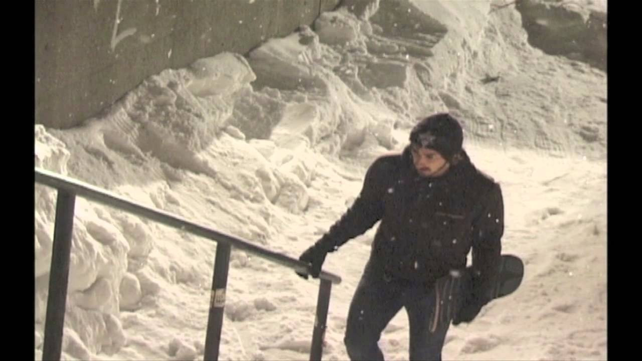 Ambition Snowskates. Process behind Dave Engerer's ender in SAVA. Pontiac High School, Michigan. Filmed by Peter Jones.